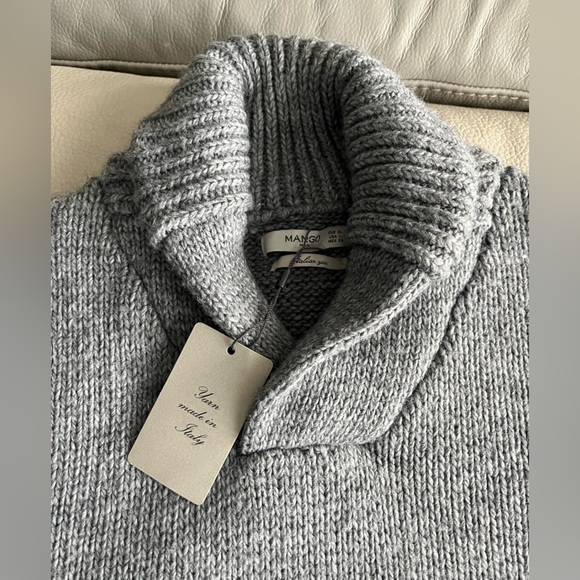 NWT - Mango Men’s Wool Blended Shawl Collar Sweater - US Size L - Italian Yarn - Picture 5 of 9